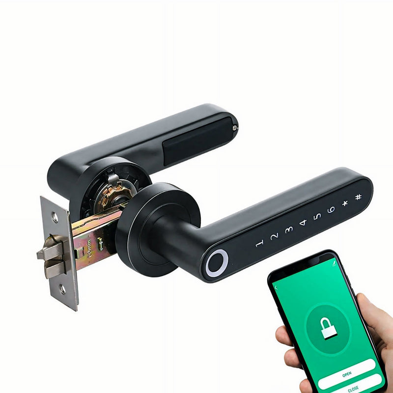 Fingerprint Smart Door Lock - Black 