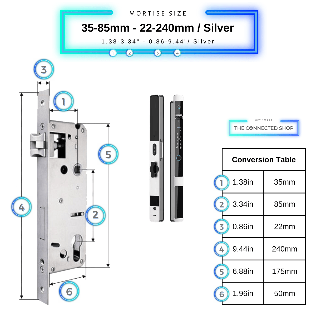 Next Gen Smart Lock - Silver - 35-85mm (22x240mm)