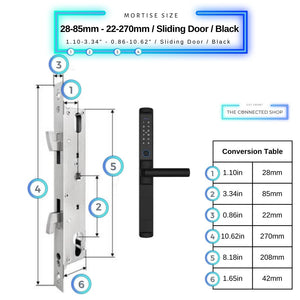 Sliding Door Smart Lock - 28-85mm (22x270mm) Sliding Door - Black - Without Gateway