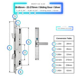 Sliding Door Smart Lock - 28-85mm (22x270mm) Sliding Door - Silver - Without Gateway