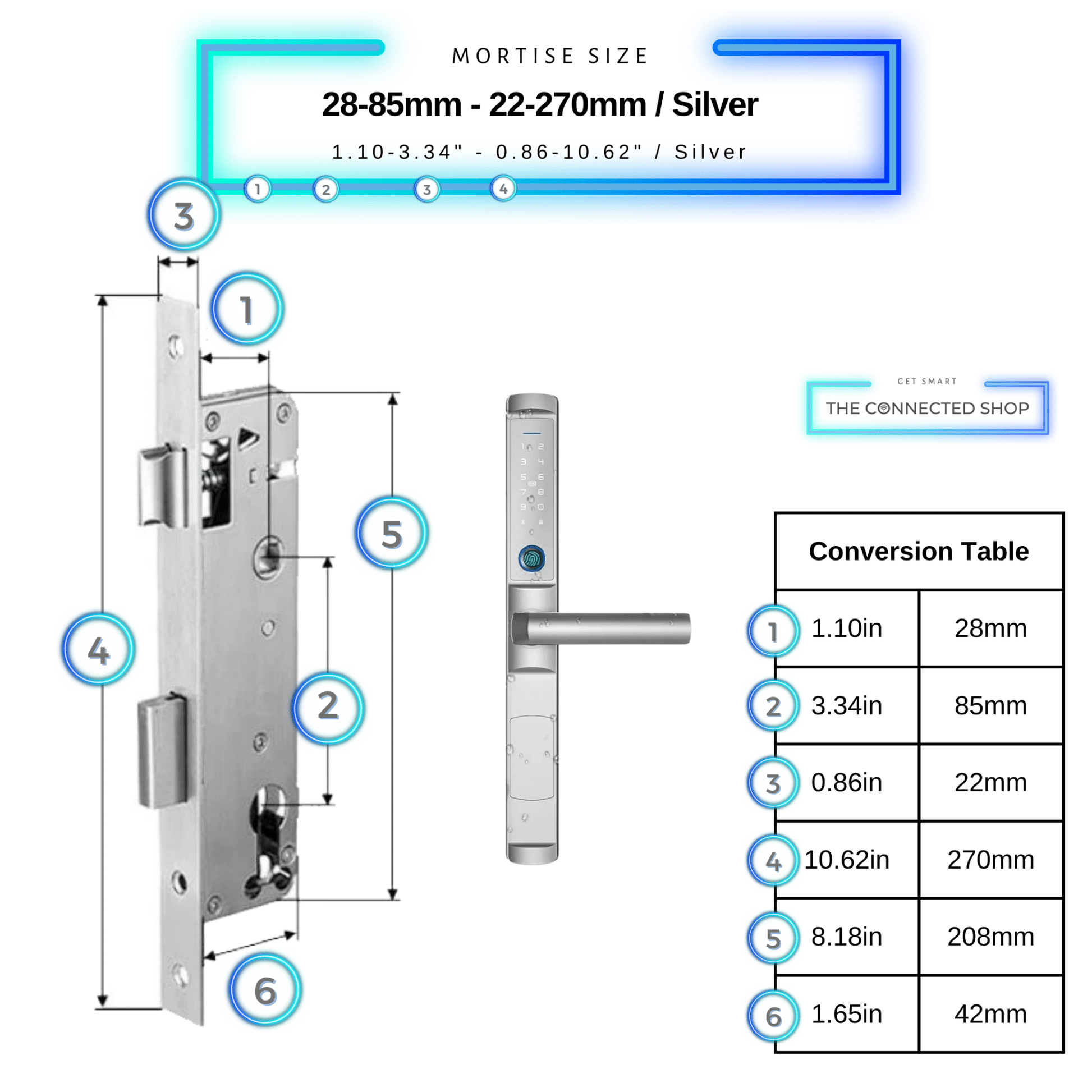 Swing Door Smart Lock - 28-85mm (22x240mm) - Black - Without Gateway