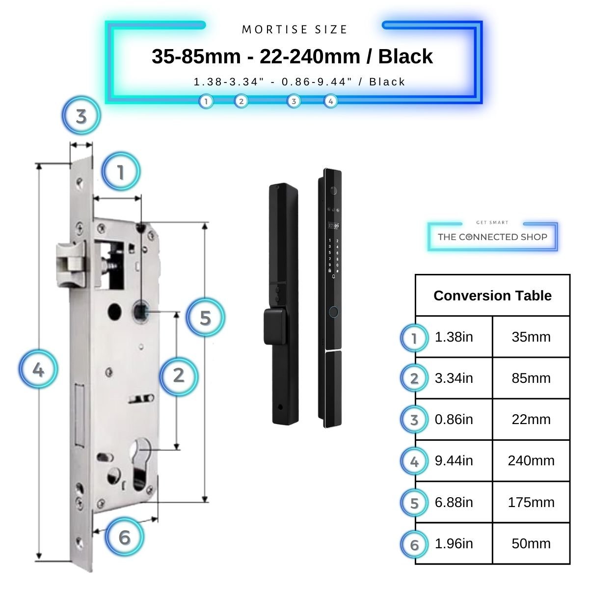 Smart Door Lock Next Gen Plus - Black - 35-85mm (22x240mm)