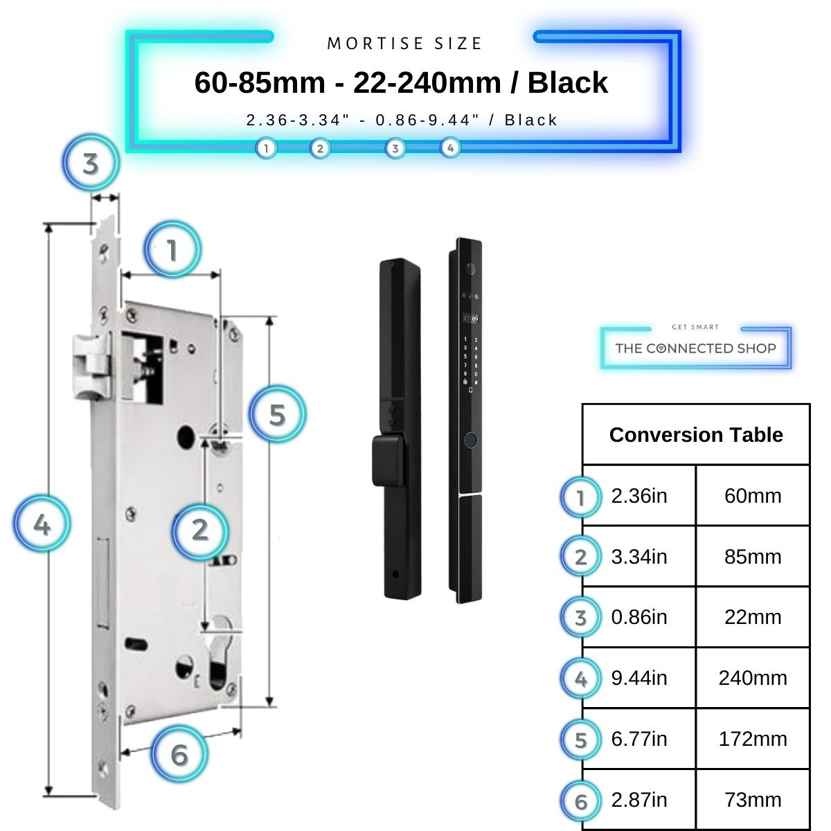 Smart Door Lock Next Gen Plus - Black - 60-85mm (22x240mm)