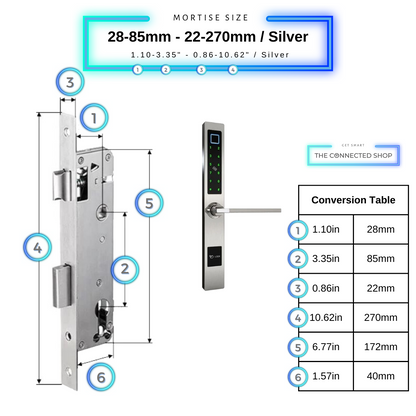 Smart Door Lock Sleek - Silver - 28-85mm (22x270mm)