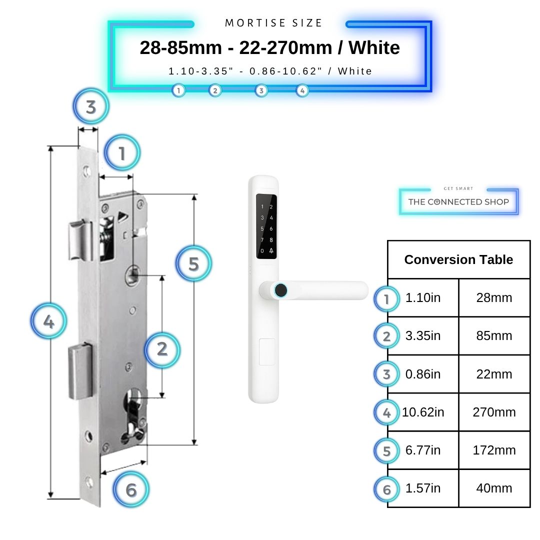 Smart Door Lock Slim - 28-85mm (22x270mm) - White