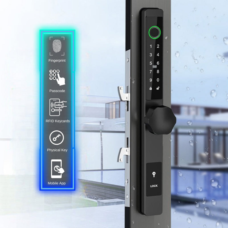 Smart Door Lock Thin - No mortise - black - No WiFi Gateway