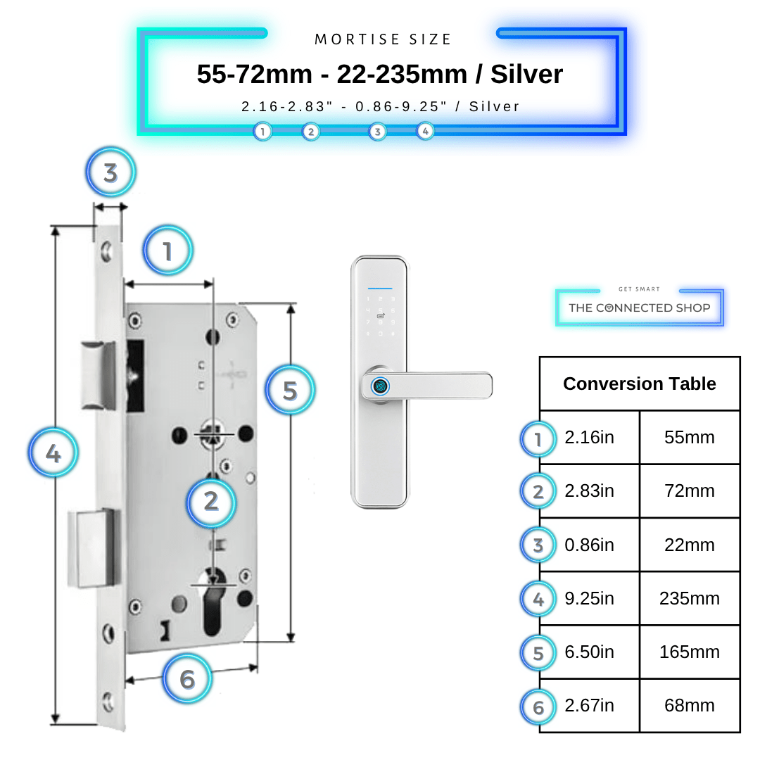 Smart Door Lock XL - 55-72mm (22x235mm) - Silver